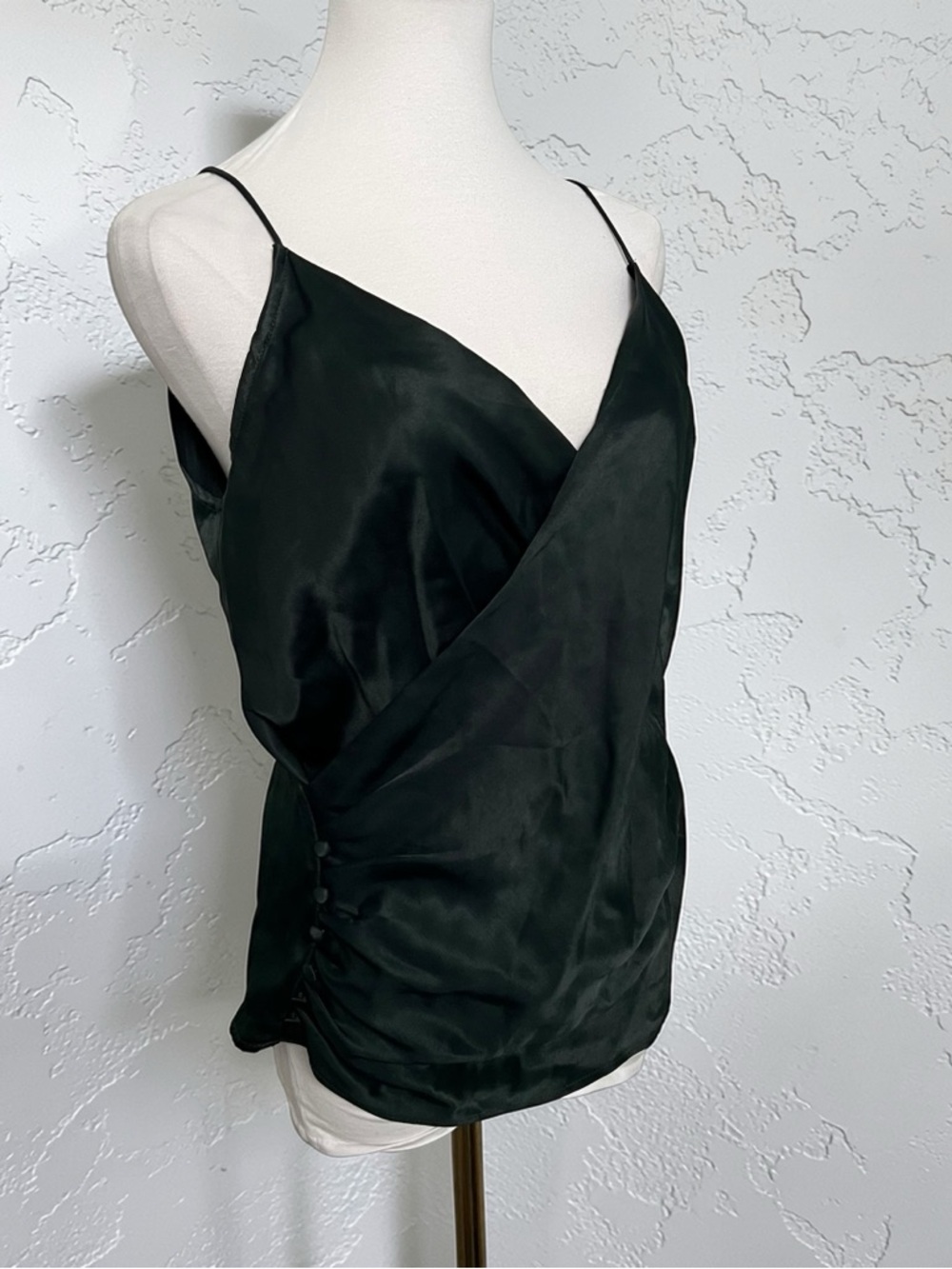 Zara Emerald Green Satin Wrap Cami NWT Y2K Silk Look Top S